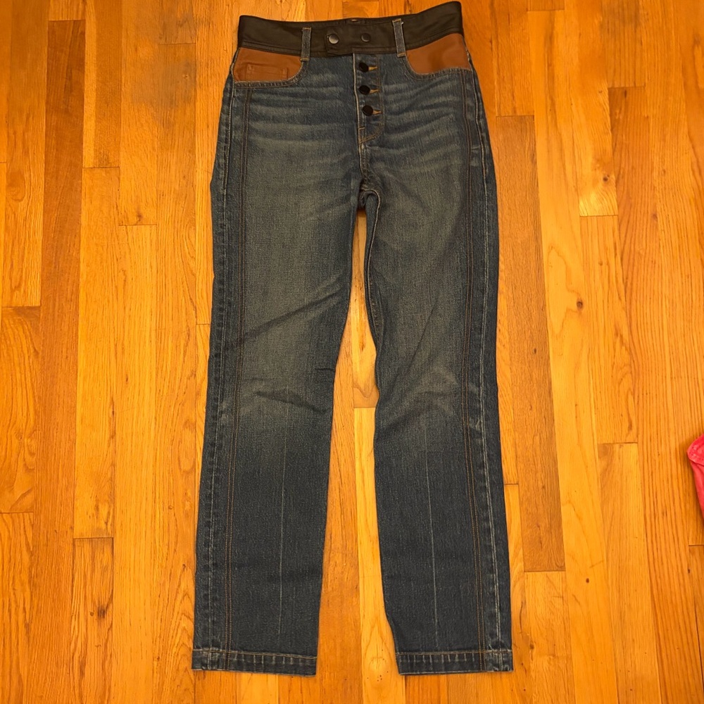 Frame Leather Pocket Dark Wash Blue Jeans